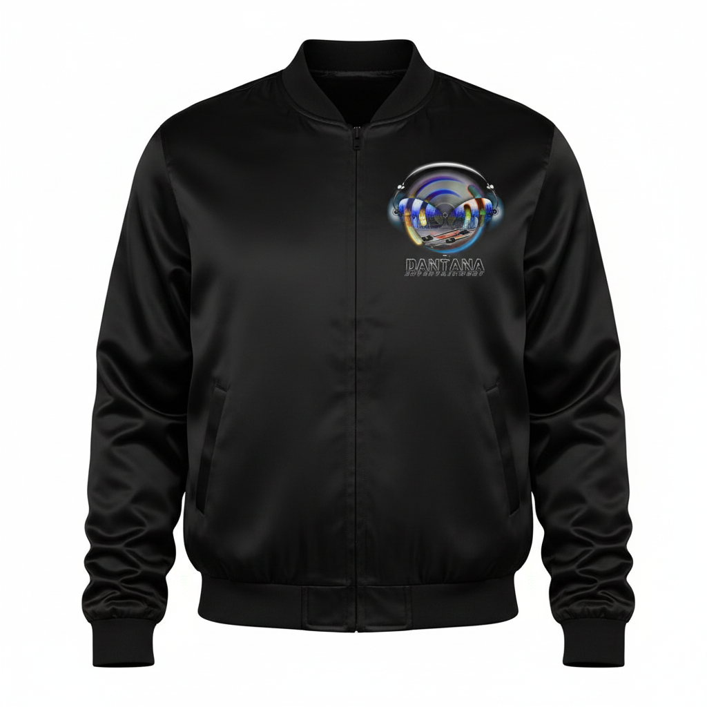 Dantana Entertainment Satin Bomber Jacket front view