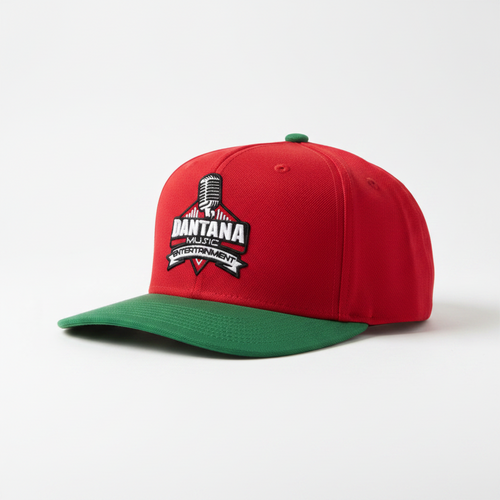 Dantana Music Entertainment Snapback Hat Red and Green colorway