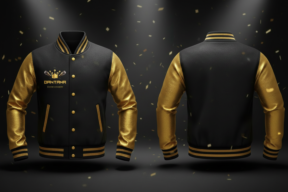 Dantana Varsity Jacket Black/Gold with QR Code