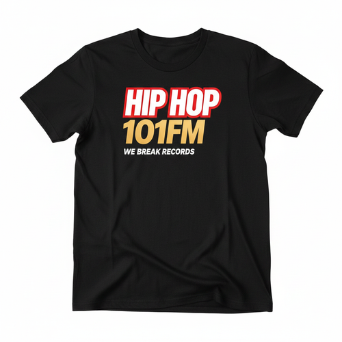 Hip-Hop 101FM We Break Records black t-shirt