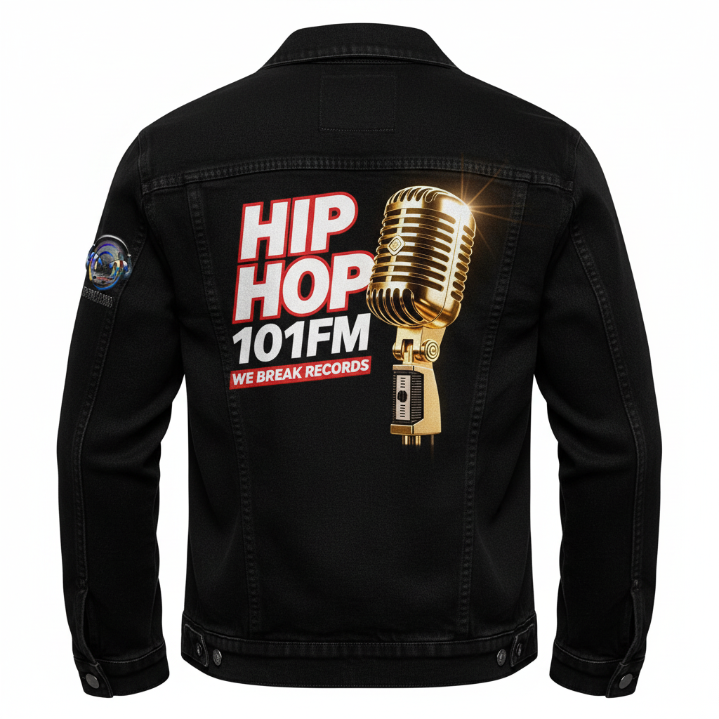 Hip-Hop-101-FM x Dantana Entertainment Denim Jacket back view
