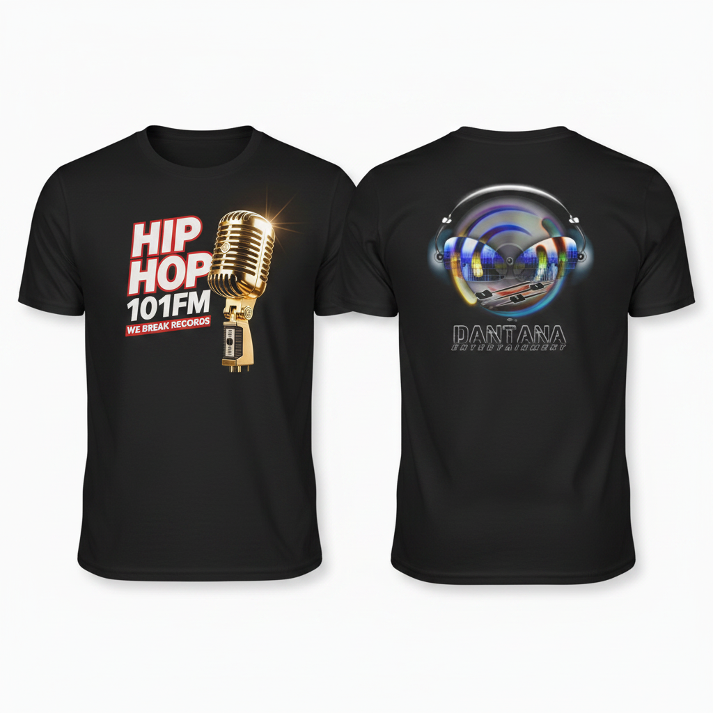 Hip-Hop-101-FM x Dantana Entertainment T-Shirt front and back