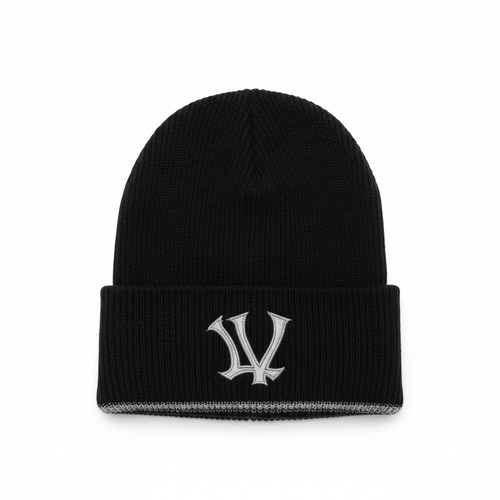 LV Fitted Black & Silver Beanie