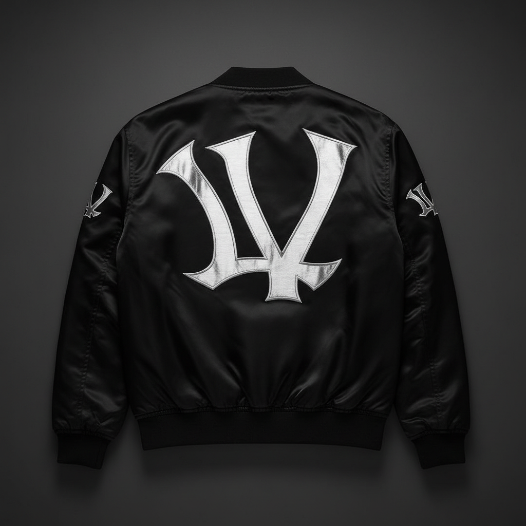 LV Fitted Black & Silver Bomber Jacket