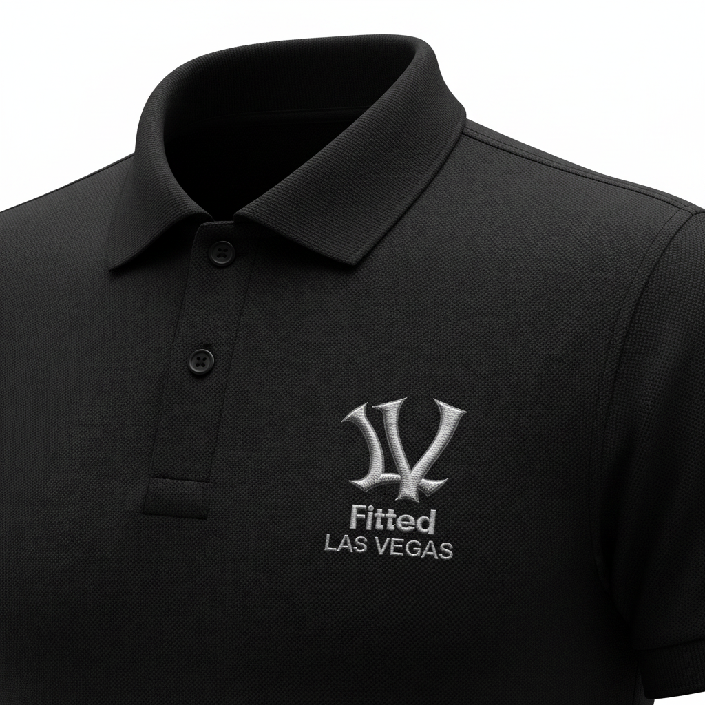 LV Fitted Black & Silver Polo
