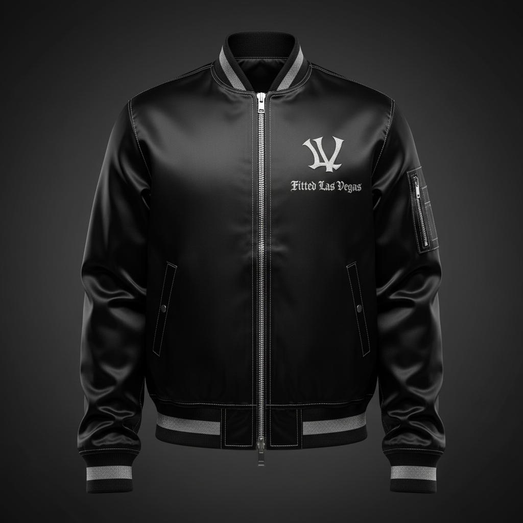 LV Fitted Bomber Jacket Black & Silver - Back