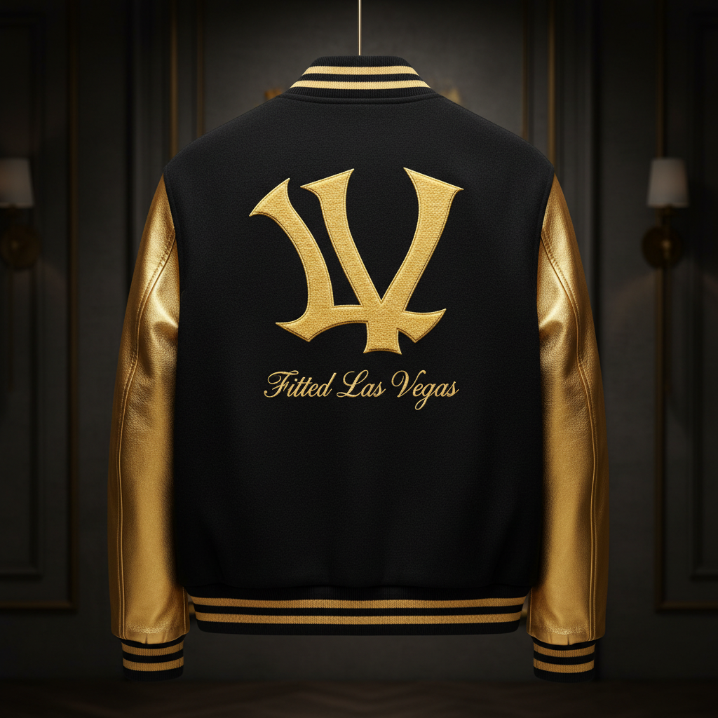 LV Fitted Varsity Jacket Black & Gold - Back