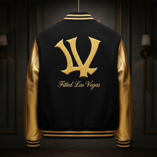 LV Fitted Varsity Jacket - Black & Gold