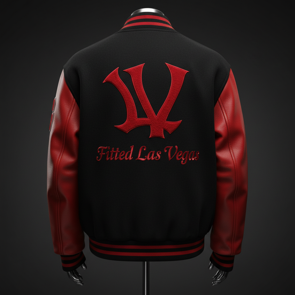 LV Fitted Varsity Jacket - Black & Red