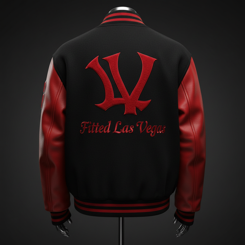 LV Fitted Varsity Jacket - Black & Red