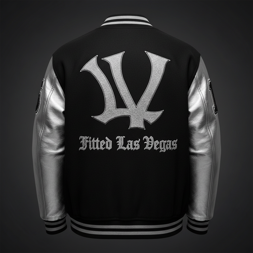 LV Fitted Varsity Jacket - Black & Silver