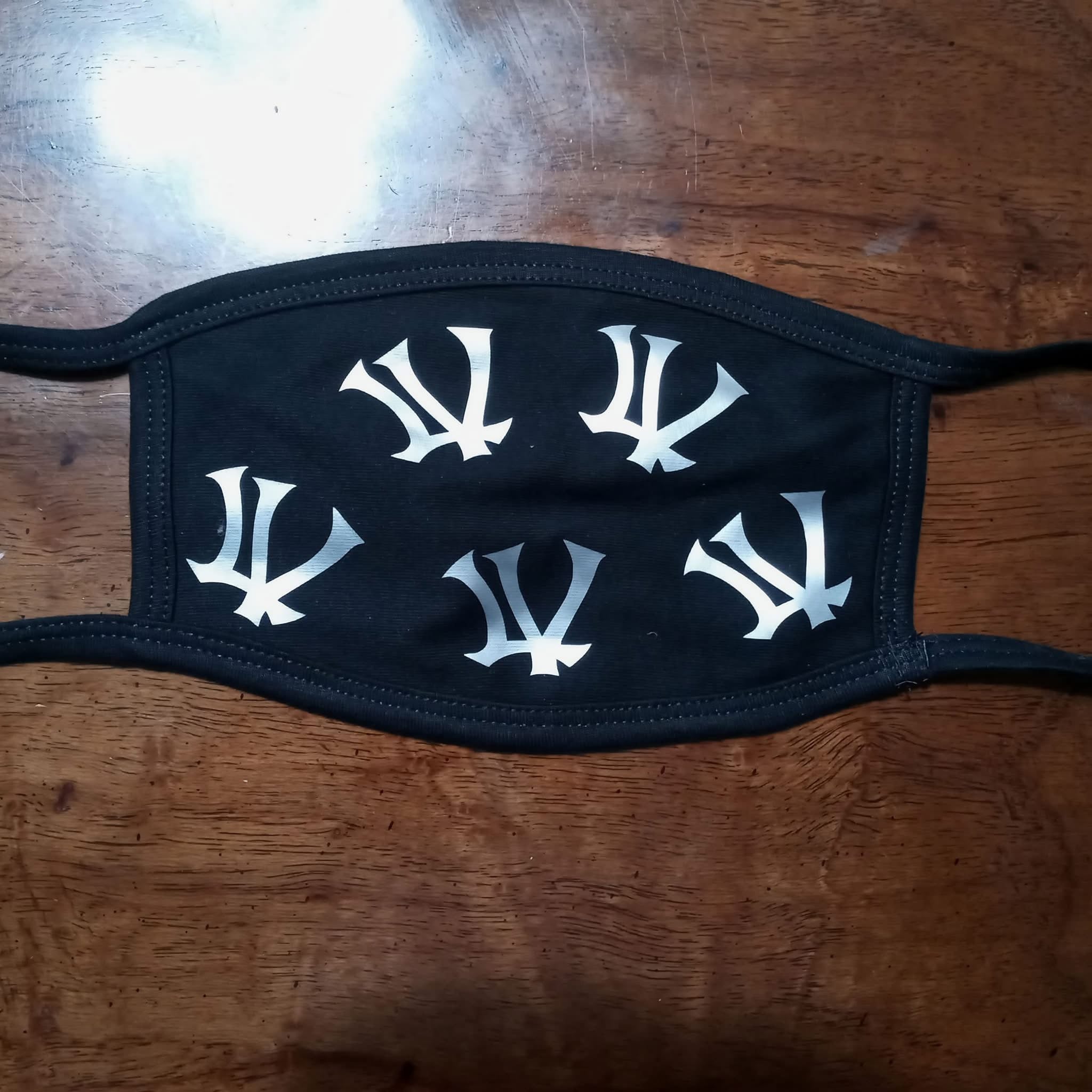 LV Fitted Las Vegas Black Face Mask with silver LV monogram all-over print