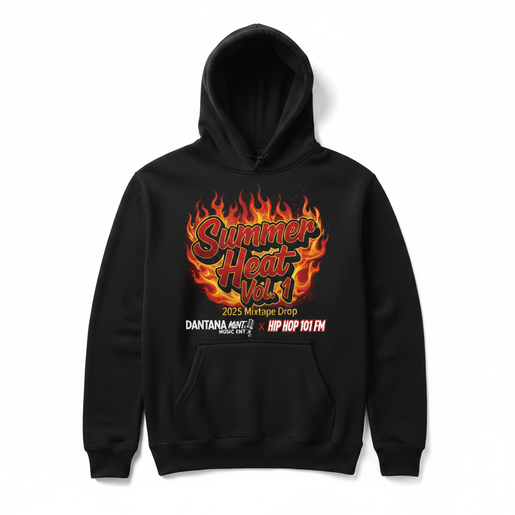 Summer Heat Vol. 1 Hoodie Dantana Music Entertainment x Hip-Hop-101-FM flame graphic